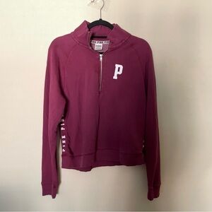 Victoria’s Secret PINK Maroon Quarter Zip Pullover Sweatshirt